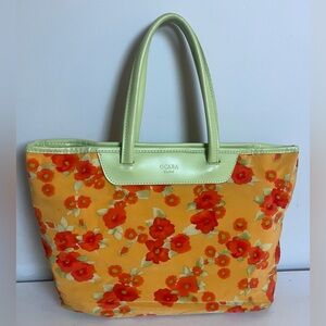 OCABA Paris Lime Green / Floral Reversible shoulder bag Spring Summer